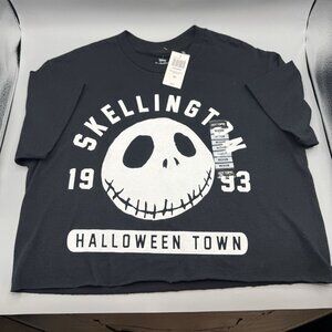Nightmare Before Christmas Jack Skellington 1993 Girls MEDIUM Crop T-Shirt New